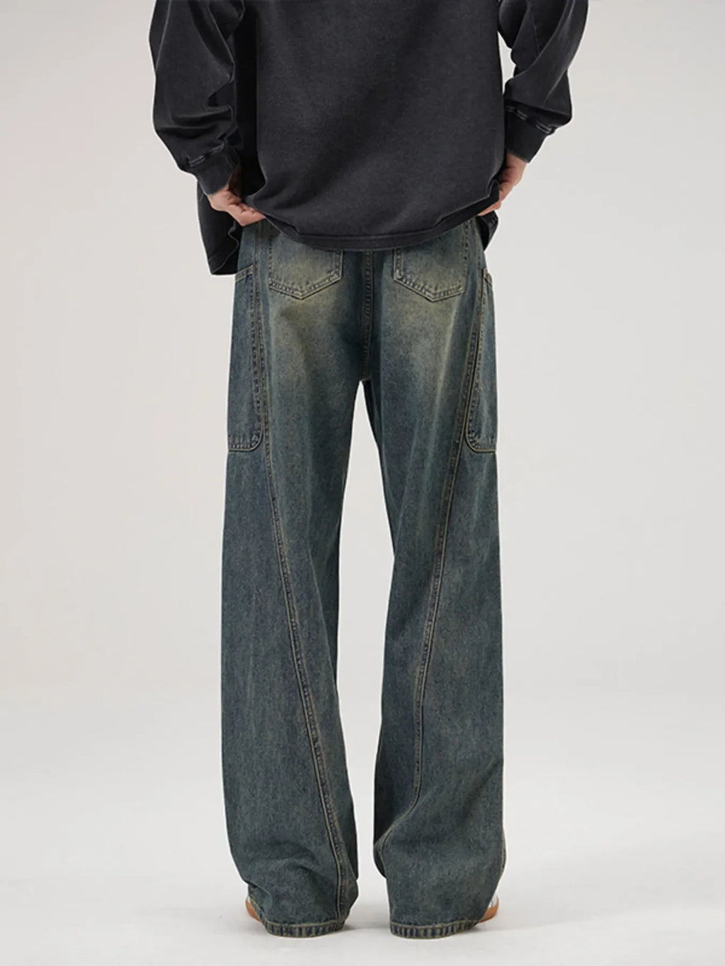 Men's Full Size Washed Wide Leg Baggy Jeans Plus Size