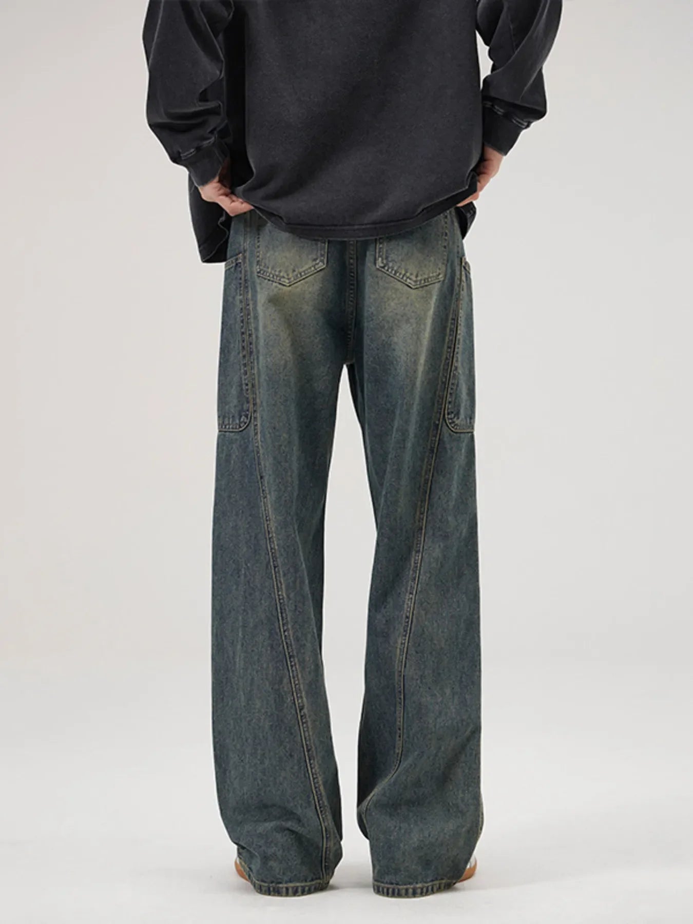 Men's Full Size Washed Wide Leg Baggy Jeans Plus Size