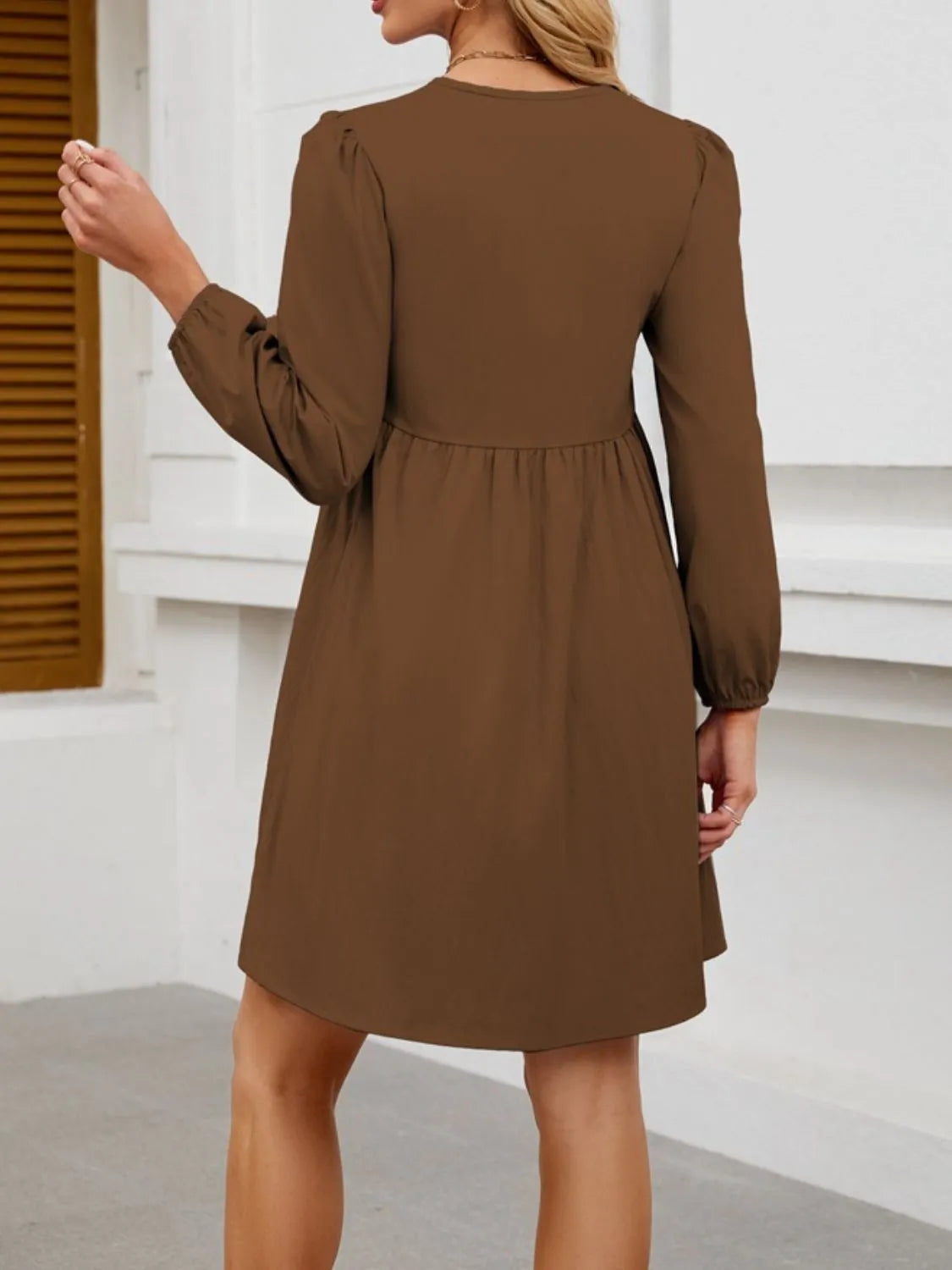 Tie Front Long Sleeve Mini Dress