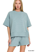 Zenana Ribbed Round Neck Waist Banded Tee & Shorts Set