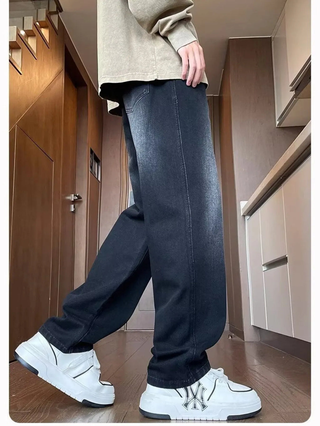 Men's Full Size Wash Loose Fit Jeans Plus Size