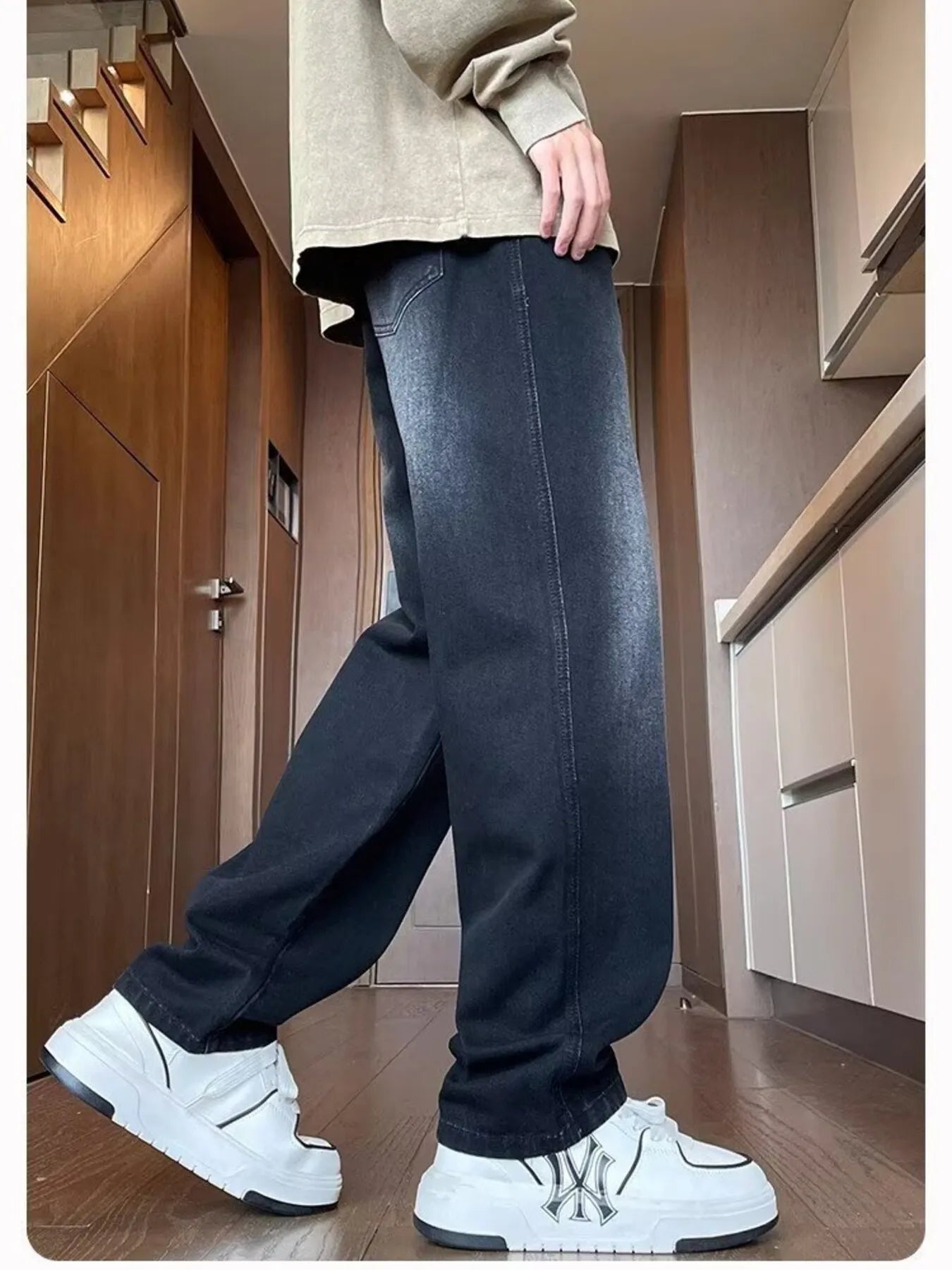 Men's Full Size Wash Loose Fit Jeans Plus Size