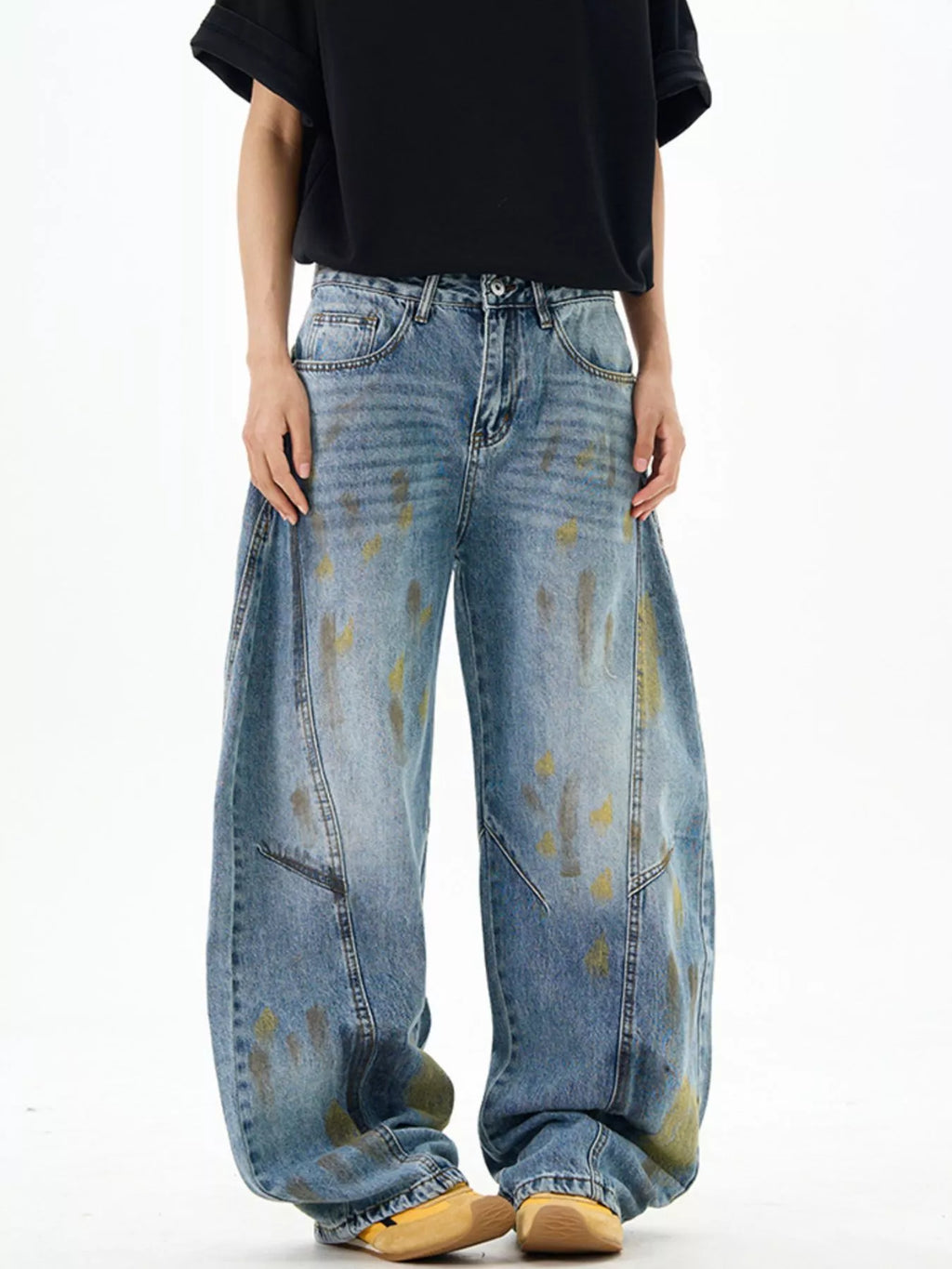 Men's Wide Leg Paint Splatter Jeans