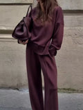 Turtleneck Side Zipper Sweatshirt and Pants Set