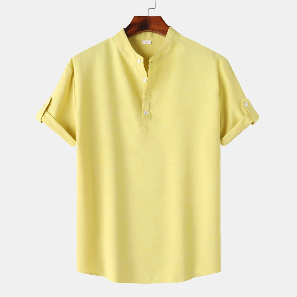 Men's Button Detail Short Sleeve Blouse
