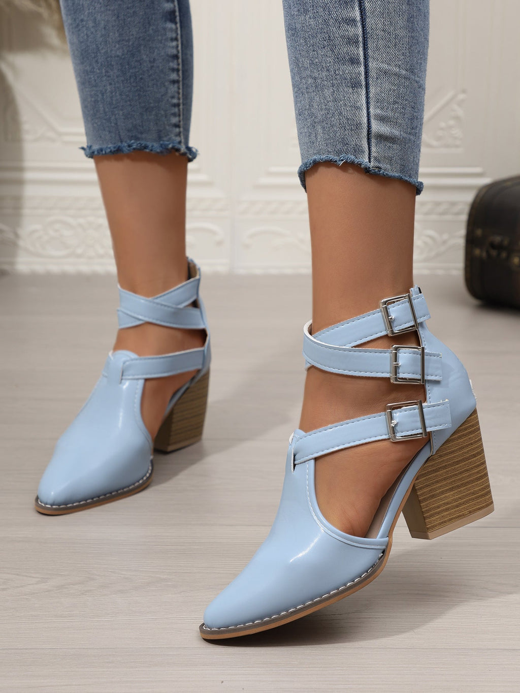 Point Toe Block Heels Pumps