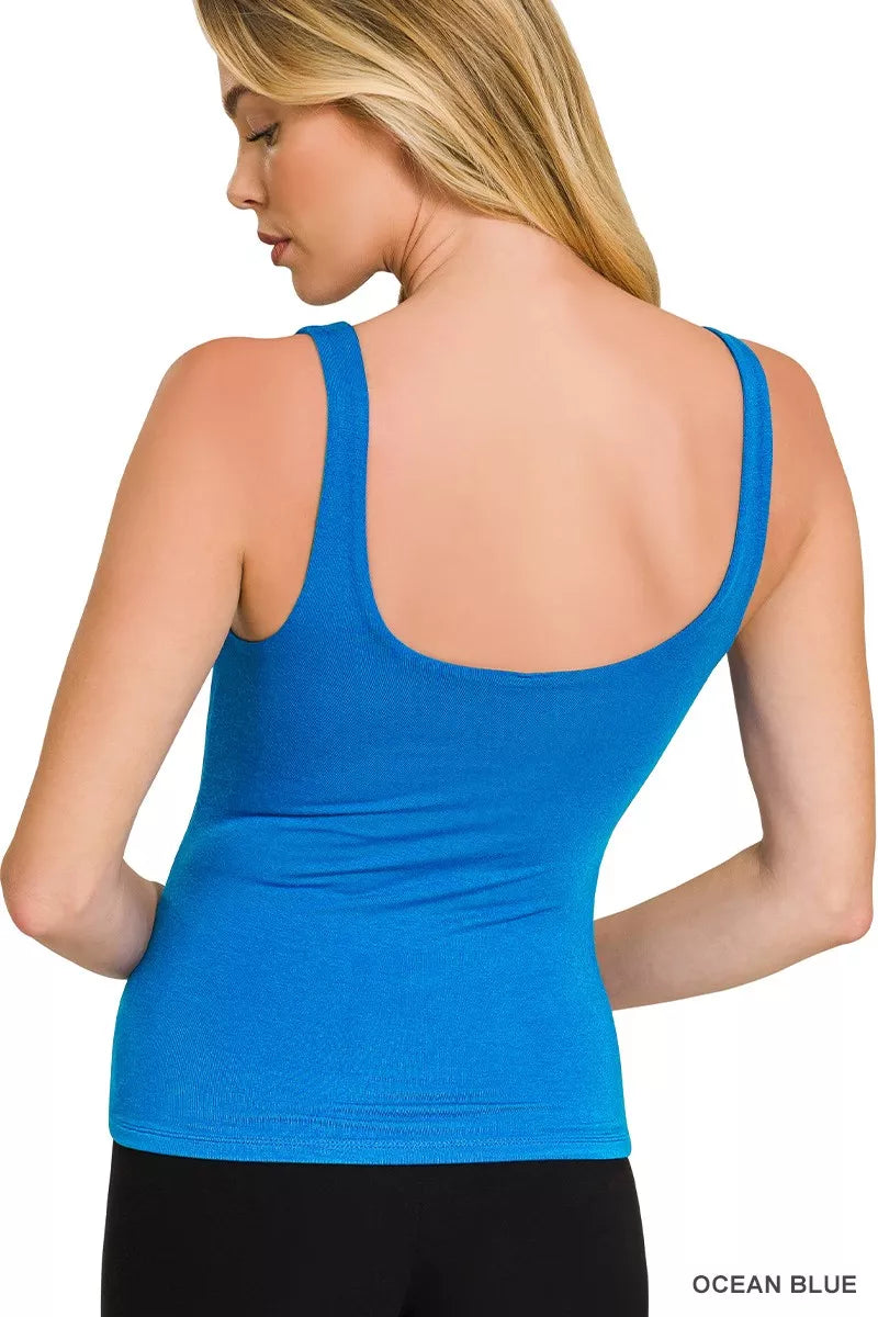 Zenana Premium Rayon Double Layered V-neck Tank Top