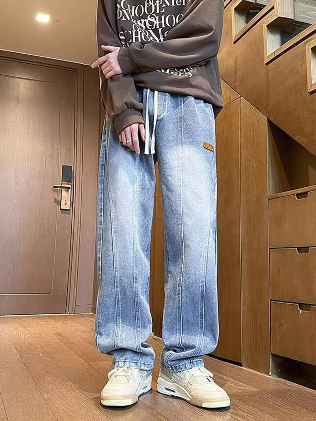 Men's Plus Size Vintage Wash Straight-Leg Jeans