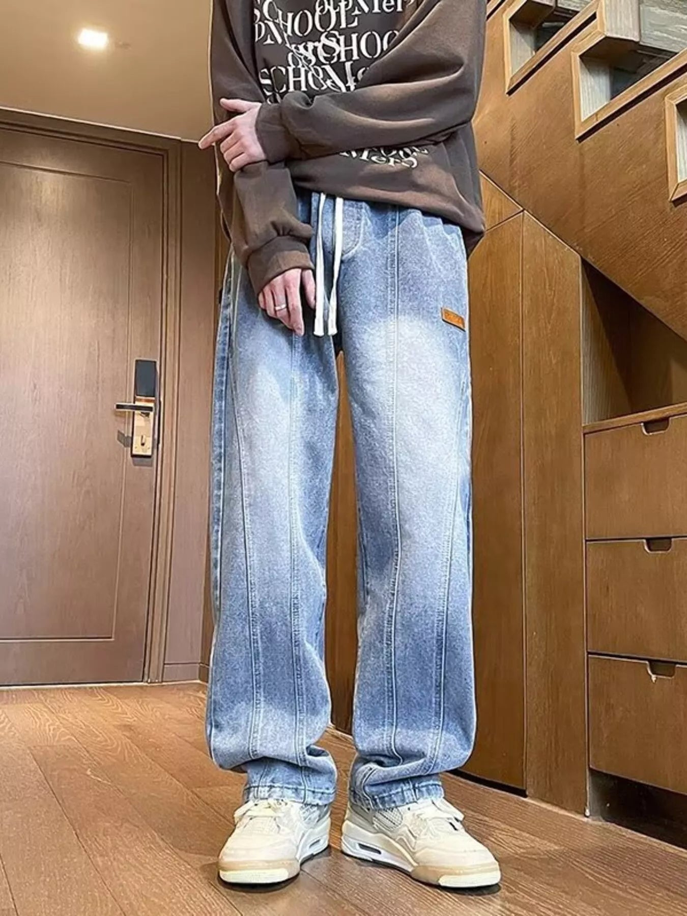Men's Plus Size Vintage Wash Straight-Leg Jeans