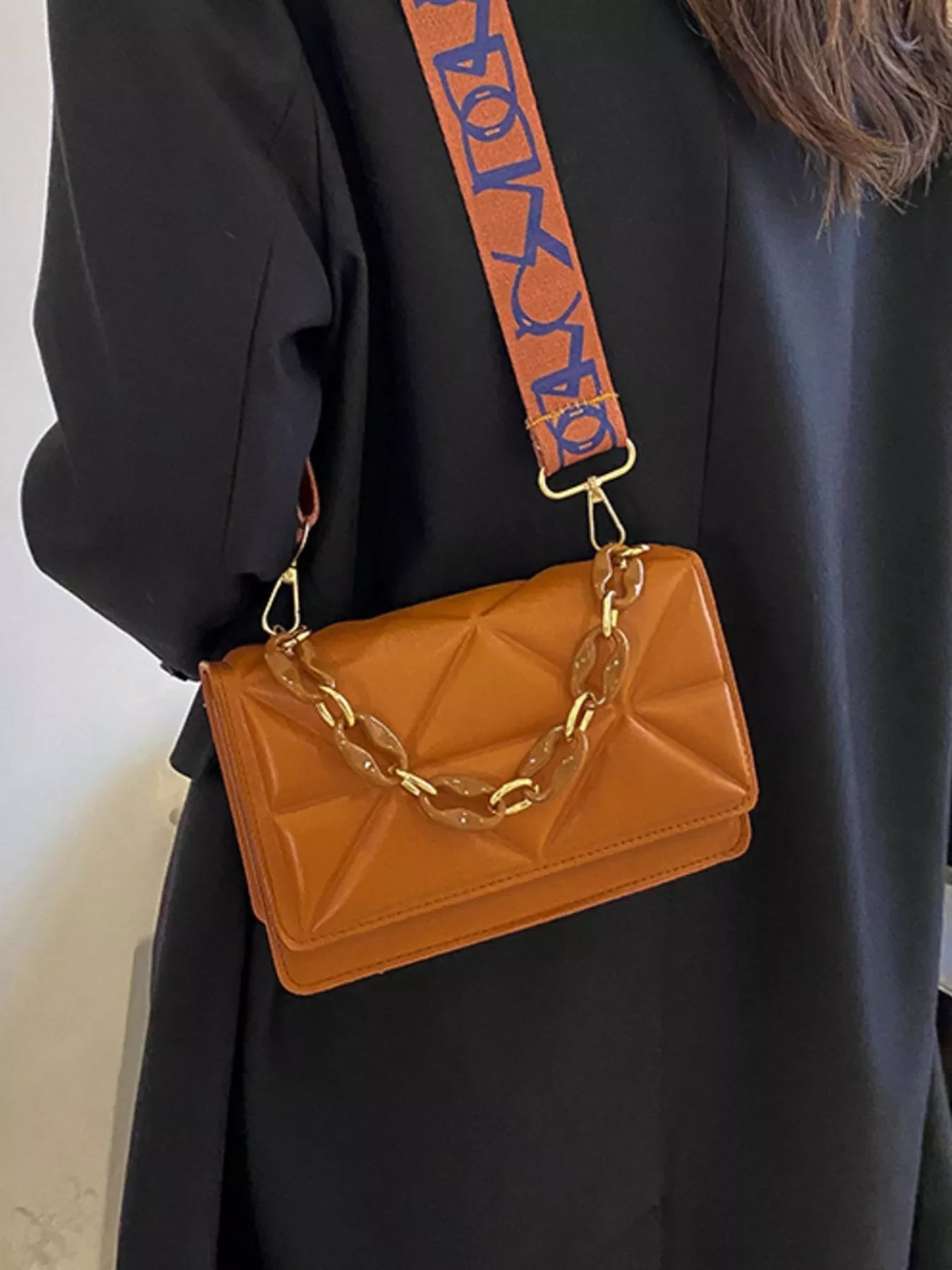 Quilted Adjustable Strap Crossbody Bag