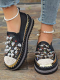 Rhinestone Embellished Platform Loafers