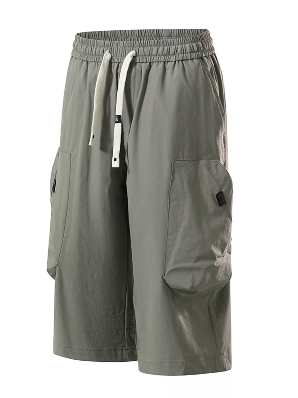 Men's Plus Size Casual Cargo Capris with Drawstring Waist