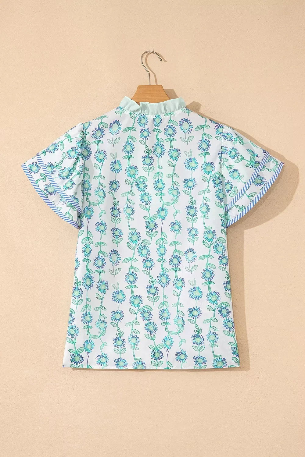 Floral Print Ruffle Sleeve Blouse