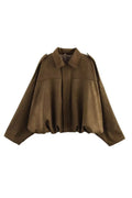 Collared Neck Dropped Shoulder Jacket