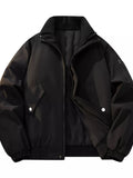 Men's Plus Size Casual Stand Collar Lightweight Bomber Jacket
