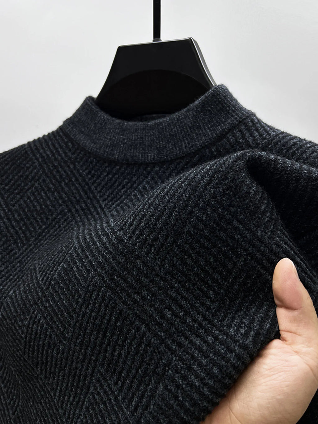 Men's Plus Size Textured Knit Long Sleeve Sweater