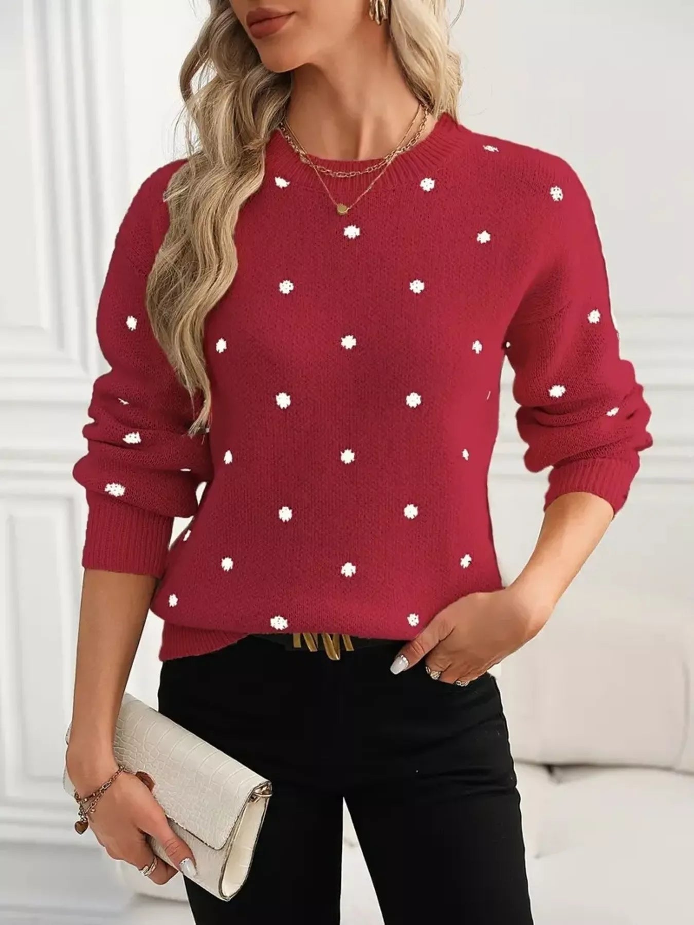 Polka Dot Long Sleeve Sweater