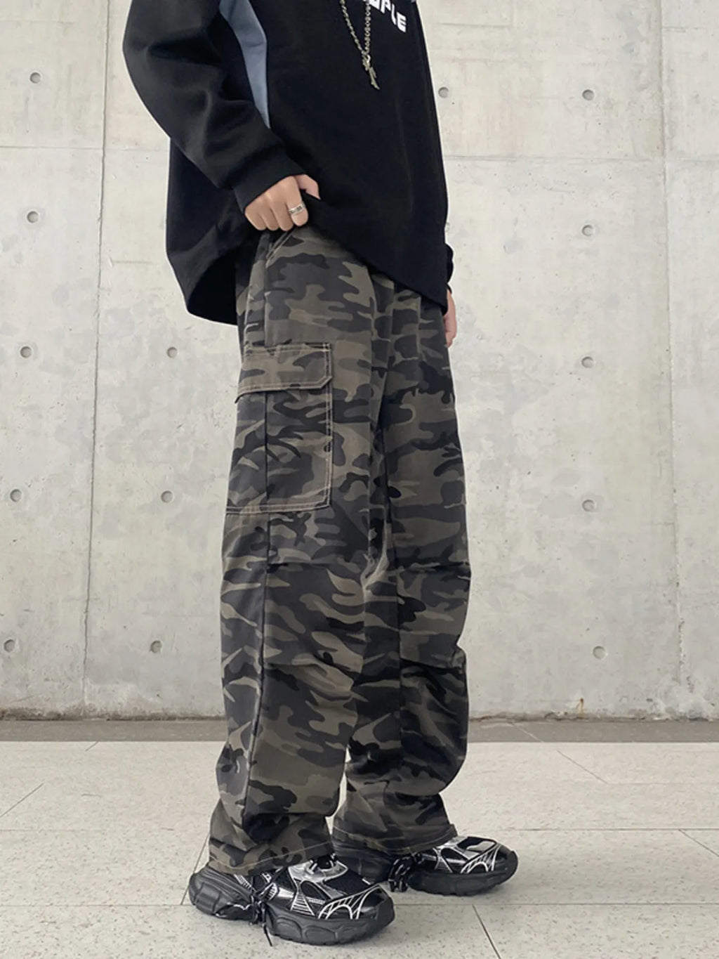 Men's Full Size Camouflage Wide Leg Jeans Plus Size