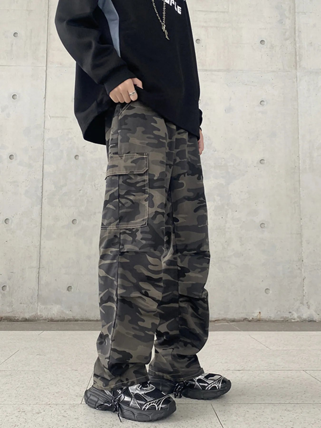 Men's Full Size Camouflage Wide Leg Jeans Plus Size
