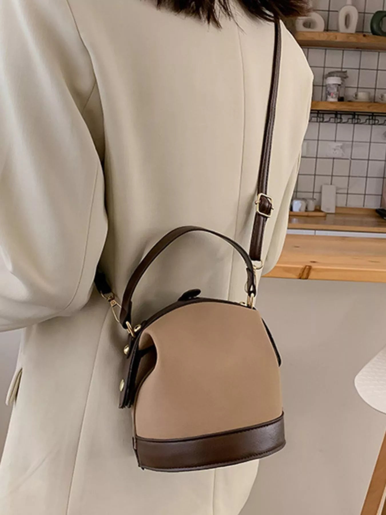 Two-Tone Bucket Crossbody Bag