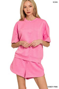 Zenana Scuba Short Sleeve Top & Shorts Set