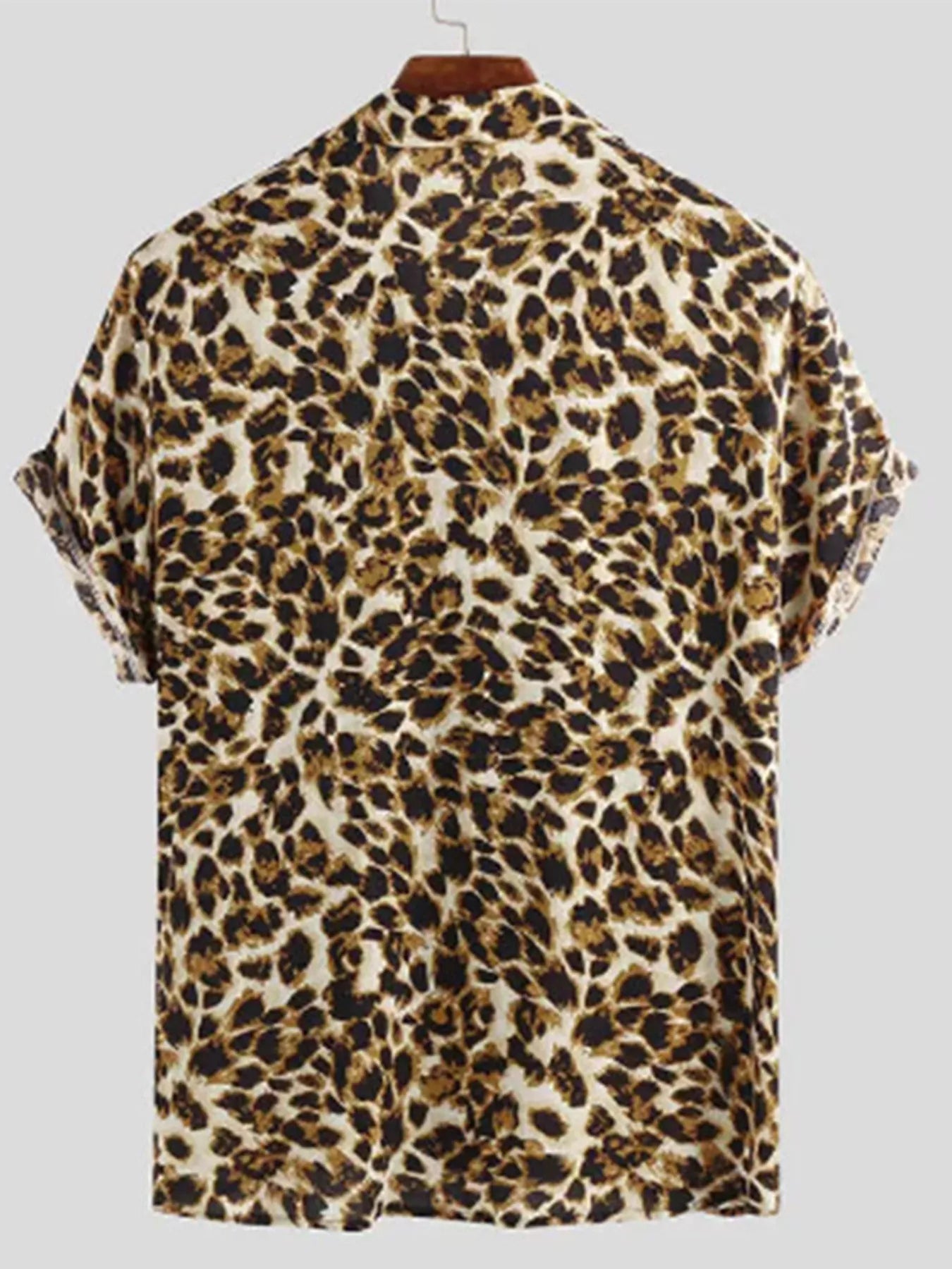 Men's Full Size Leopard Print Short Sleeve Shirt Plus Size