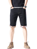 Men's Wash Denim Shorts with Rolled Cuffs
