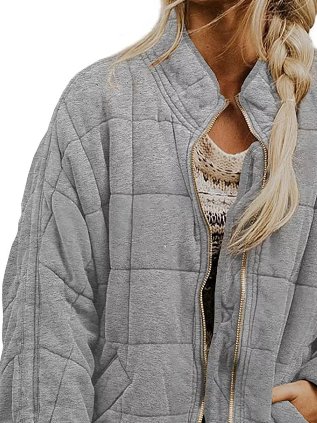 Quilted Zip Up Outerwear