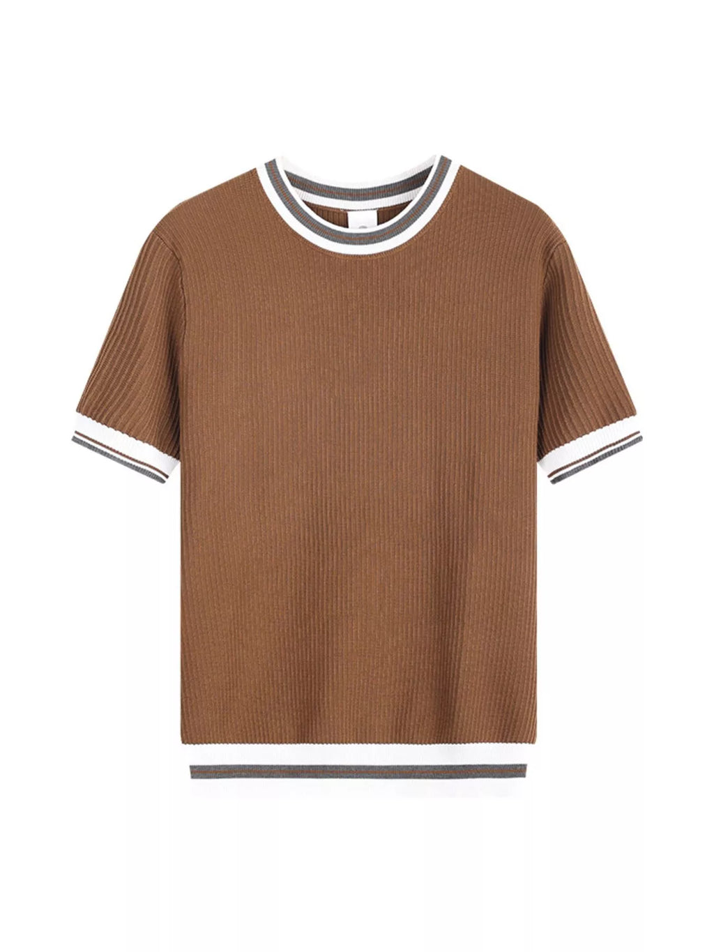 Men's Plus Size Contrast Trim Shorts Sleeve T-Shirt