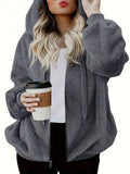 Fleece Zip-Up Drawstring Outerwear