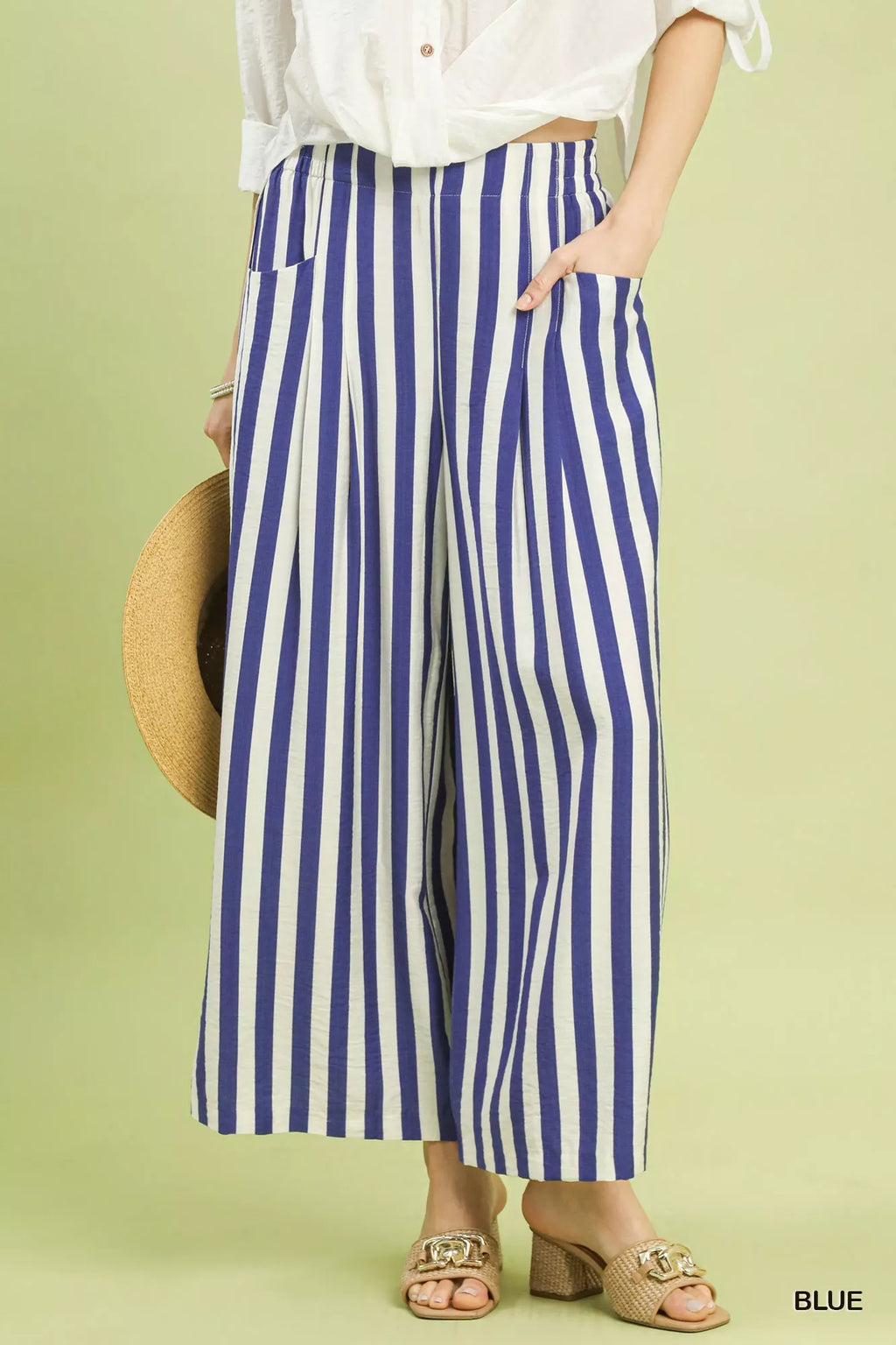 Umgee Vertical Stripe Wide Leg Pants
