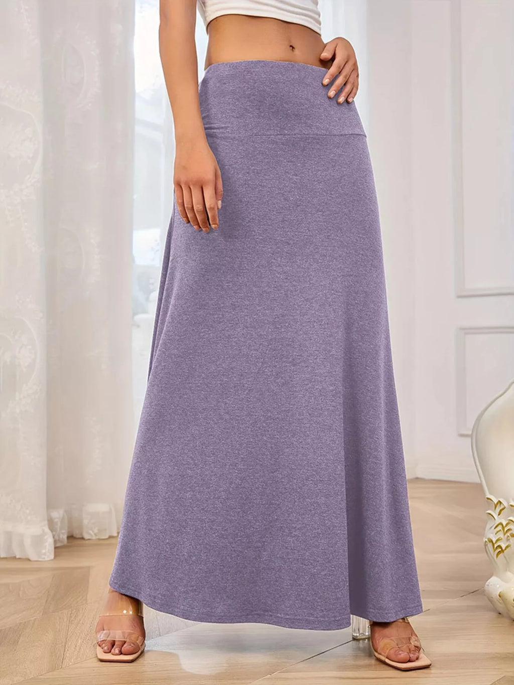 Flowy Maxi Skirt with Wide Waistband