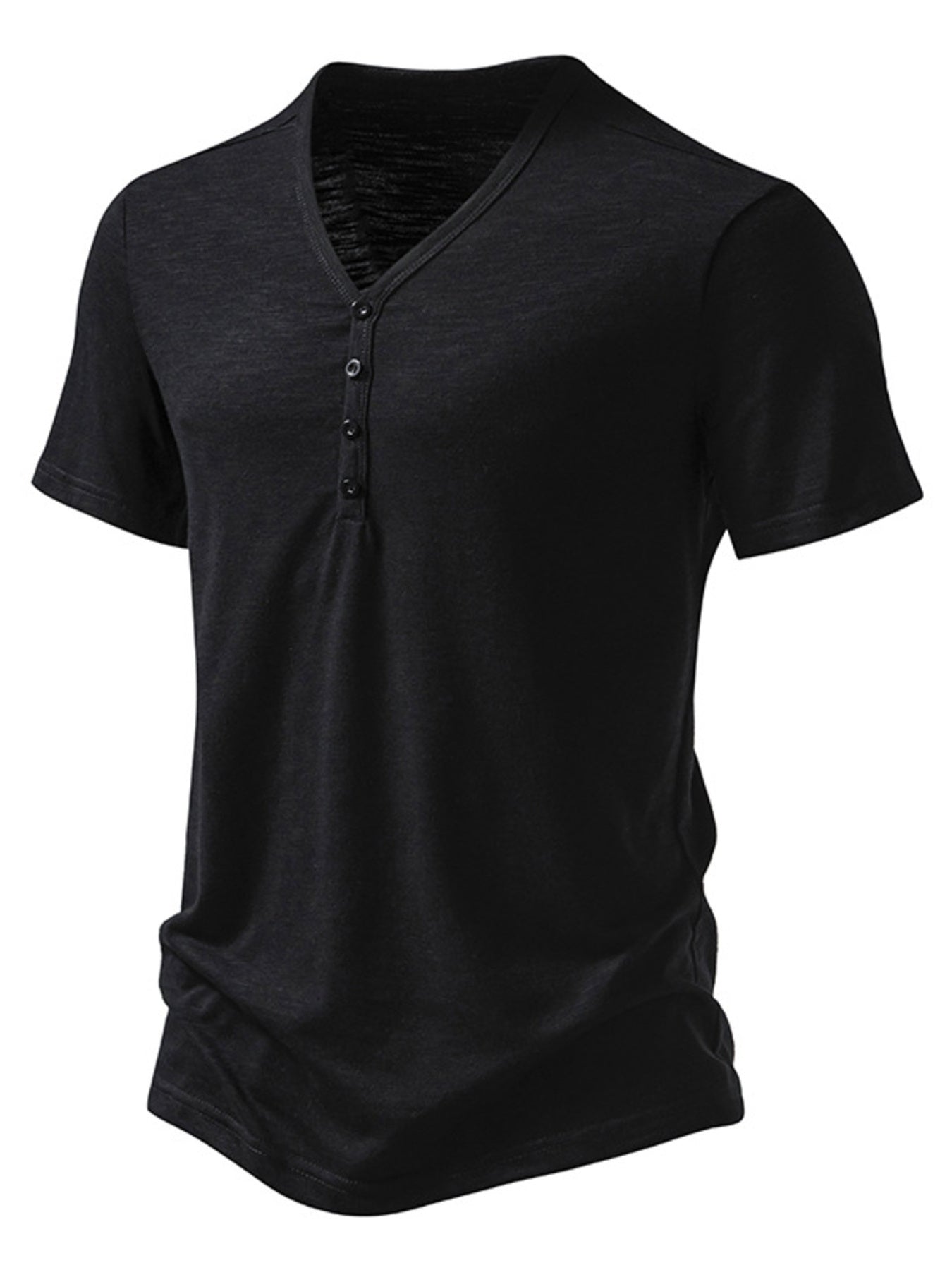 Men's Casual Button Detail T-Shirt