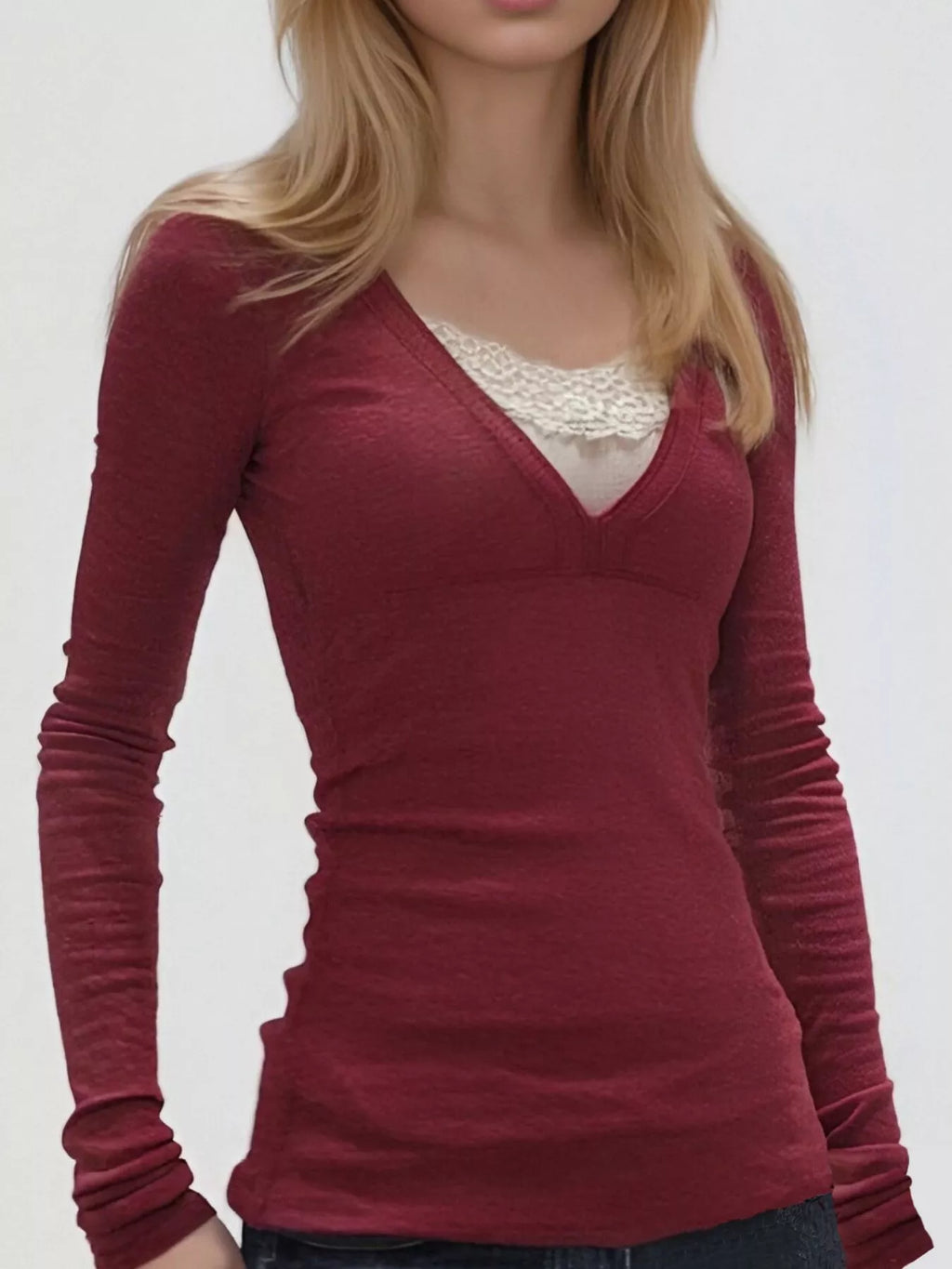 Lace Detail Long Sleeve T-Shirt