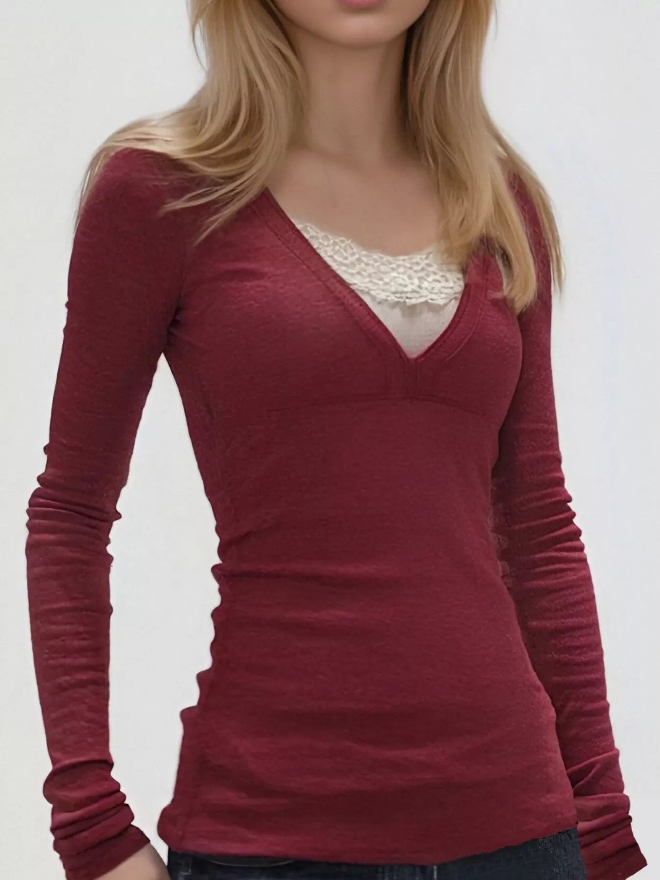 Lace Detail Long Sleeve T-Shirt