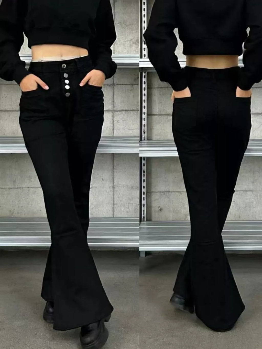 Full Size High-Waisted Button-Fly Flare Jeans Plus Size