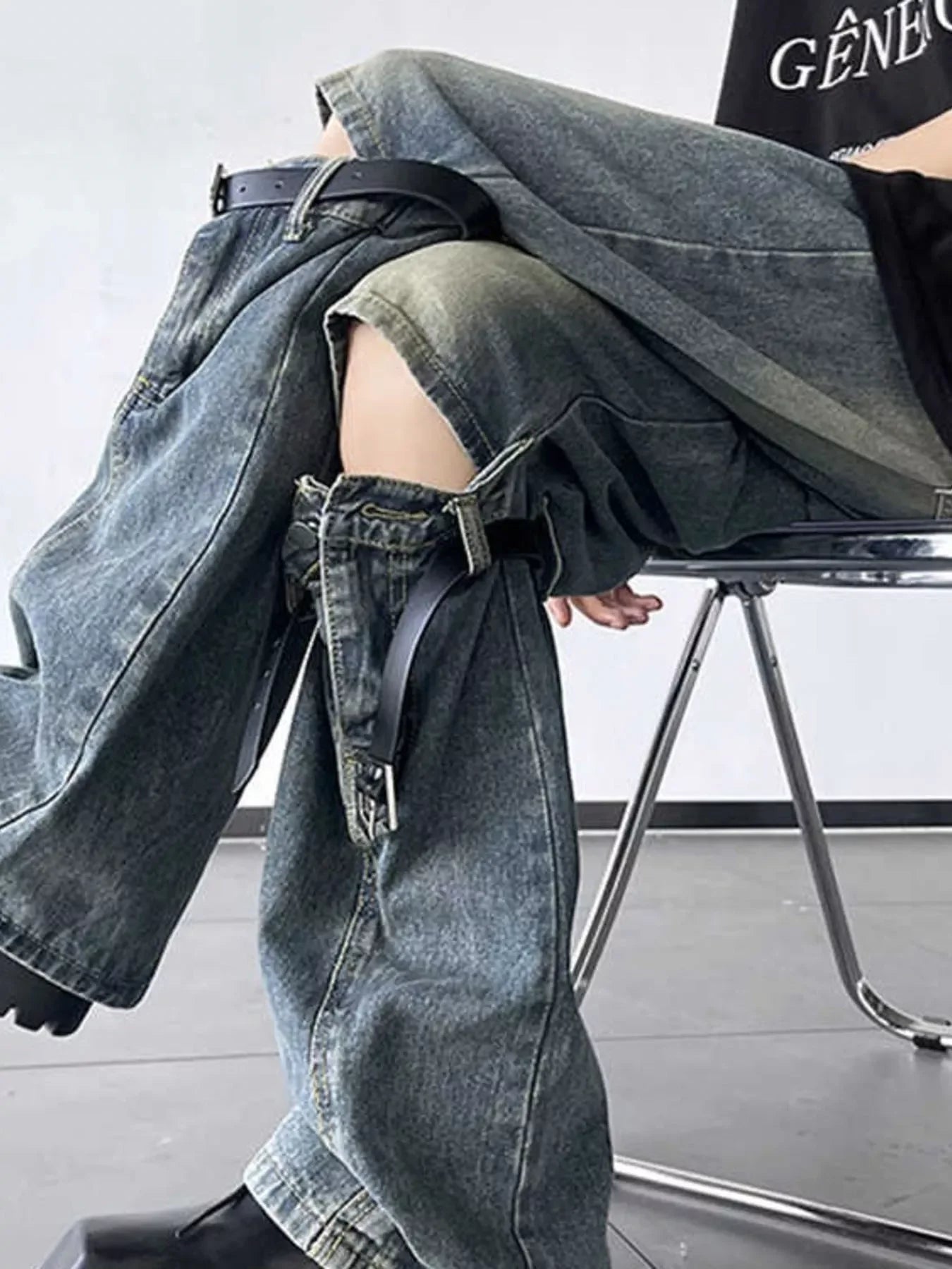 Men's Full Size Ripped Wide Leg Jeans Plus Size