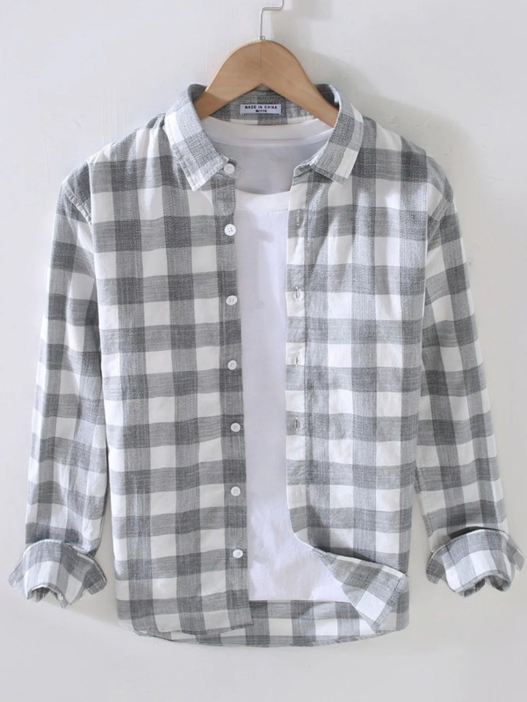 Men's Plus Size Plaid Button Up Long Sleeve Shirt