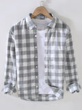 Men's Plus Size Plaid Button Up Long Sleeve Shirt