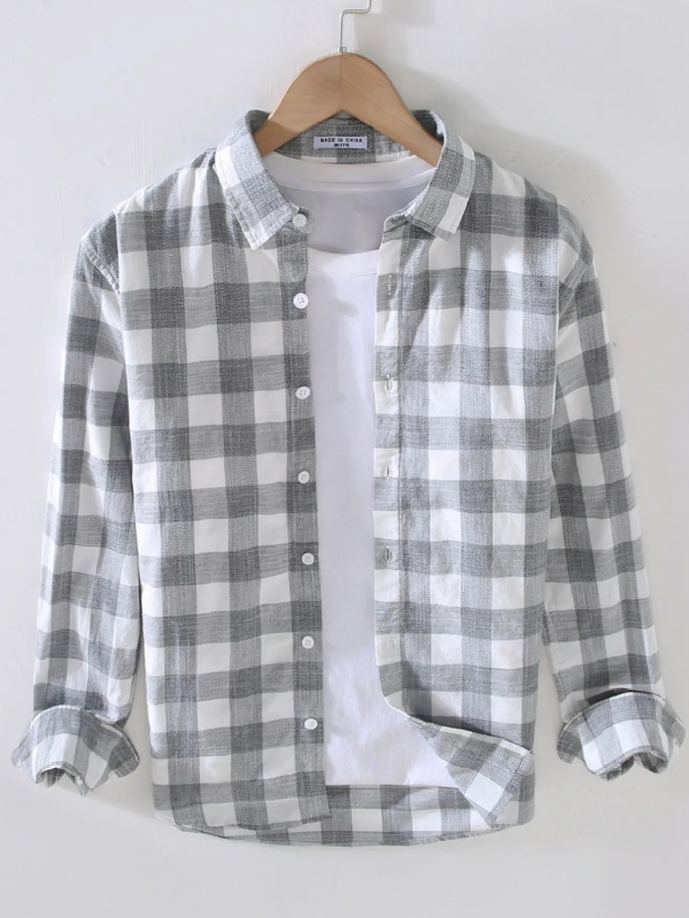 Men's Plus Size Plaid Button Up Long Sleeve Shirt