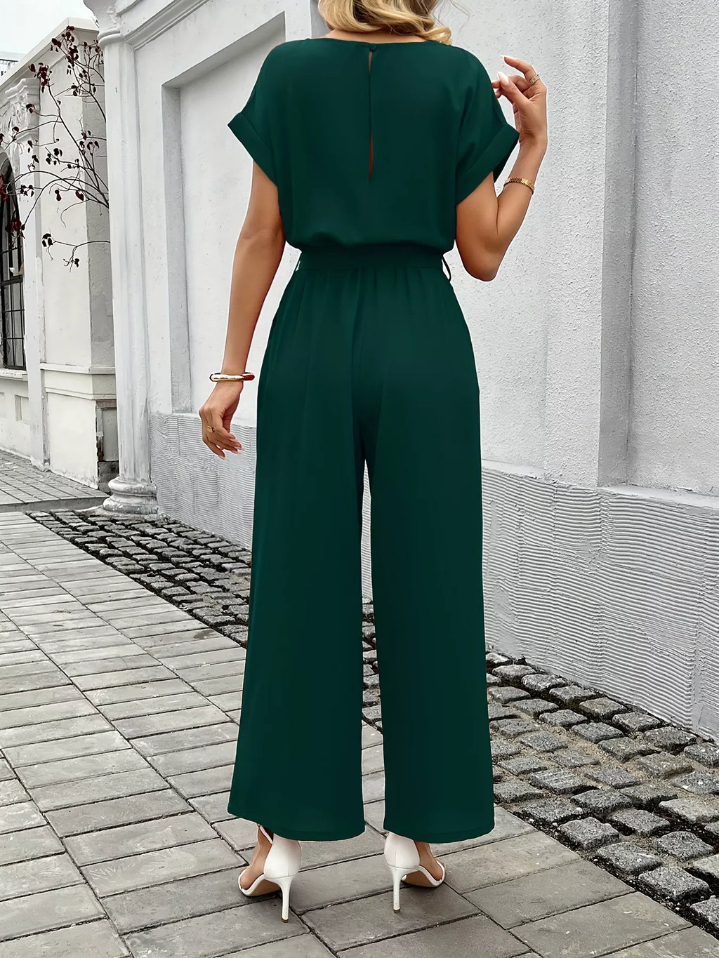 Tie Waist Wide Leg Jumpsuit
