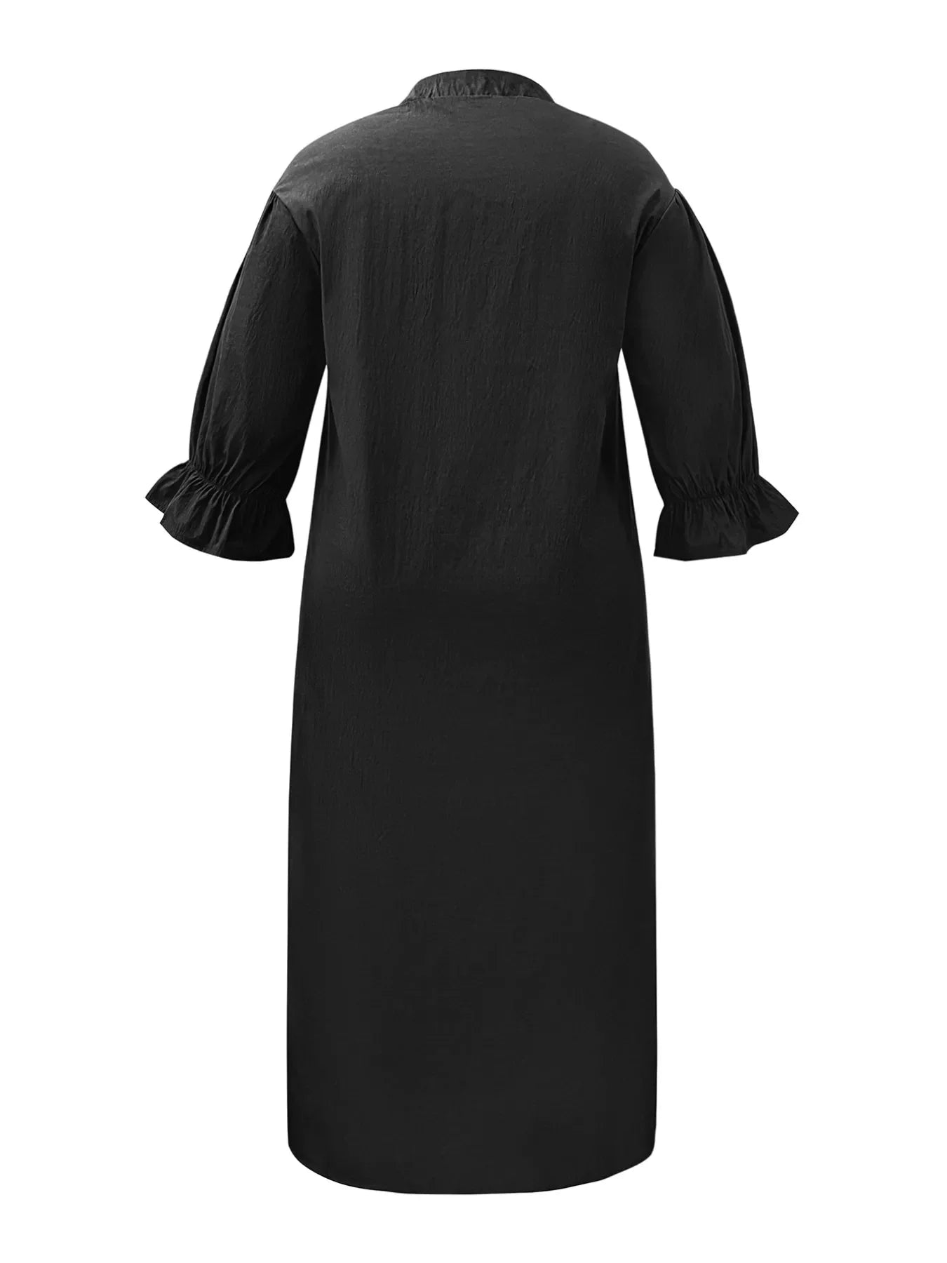 Plus Size Button Front Puff Sleeve Shirt Dress