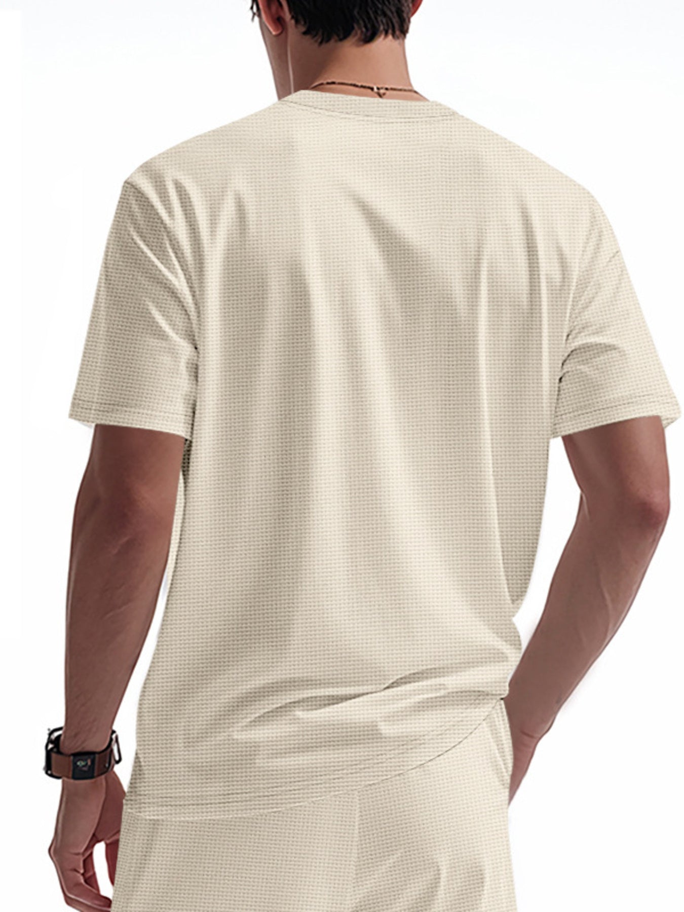 Men's Full Size Lace-Up Neck T-Shirt Plus Size