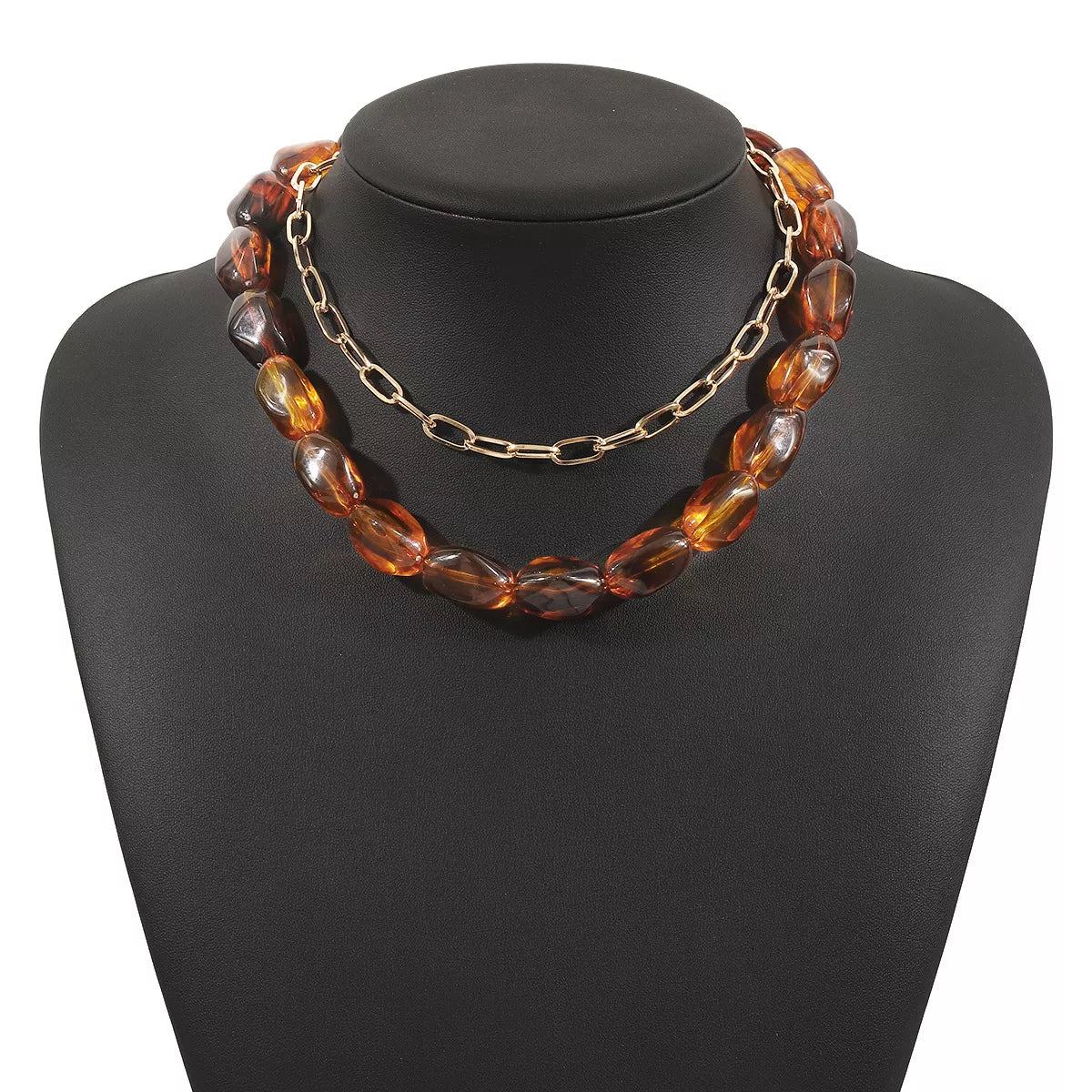 2 Piece Colorful Beaded Chain Necklace