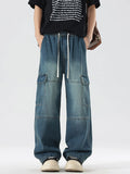 Men's Full Size Vintage Wash Wide Leg Jeans Plus Size