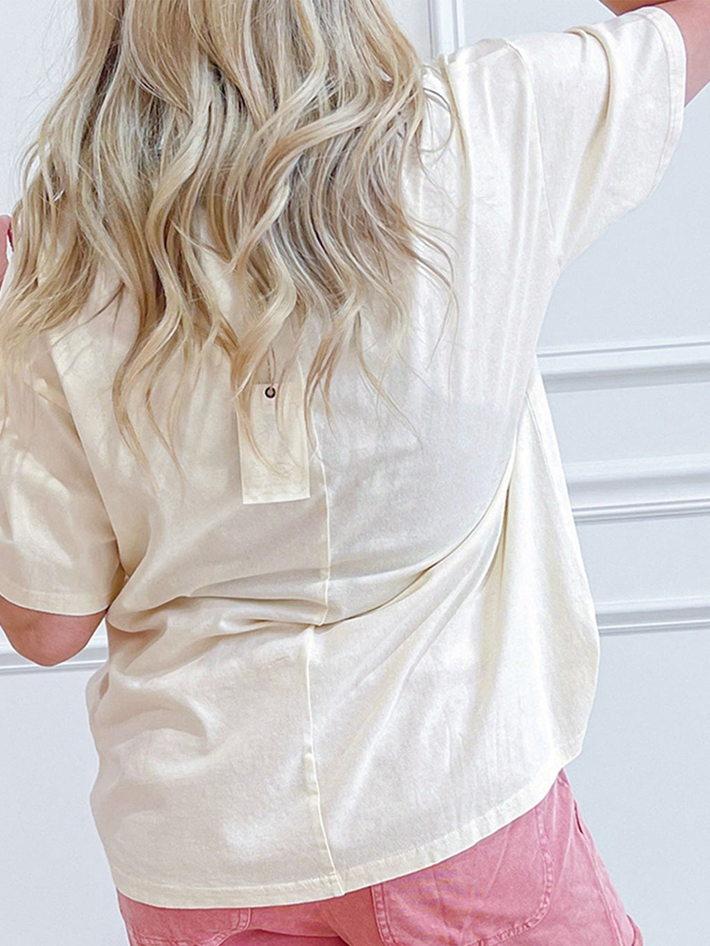 Star Print Stud Detail Cotton Jersey Top