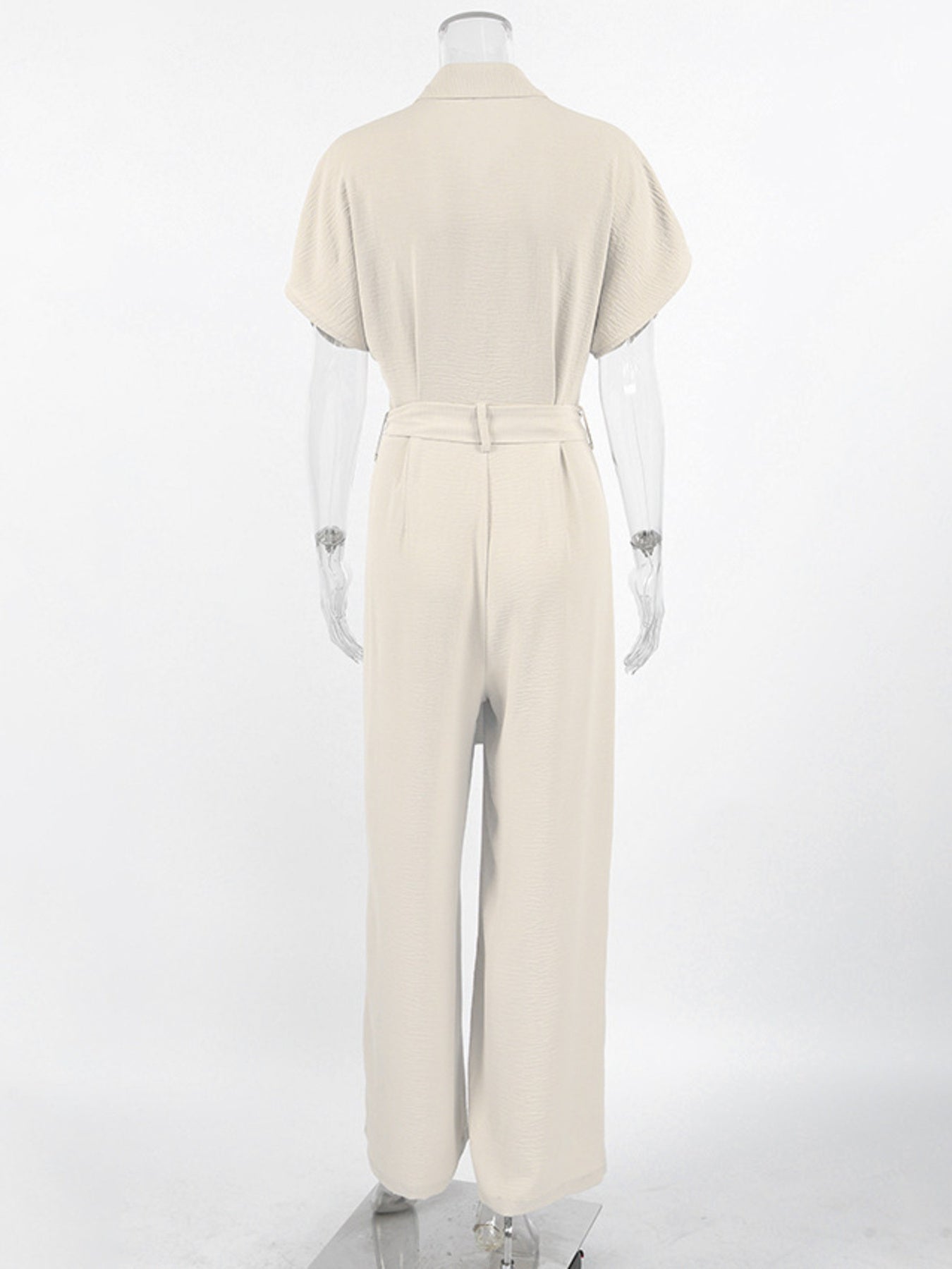 Chest Pocket Short Sleeve Wide Leg Jumpsuit