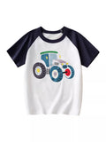 Children's Cartoon Tractor Raglan Sleeve T-Shirt