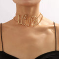 Gold Wire Love Script Statement Necklace