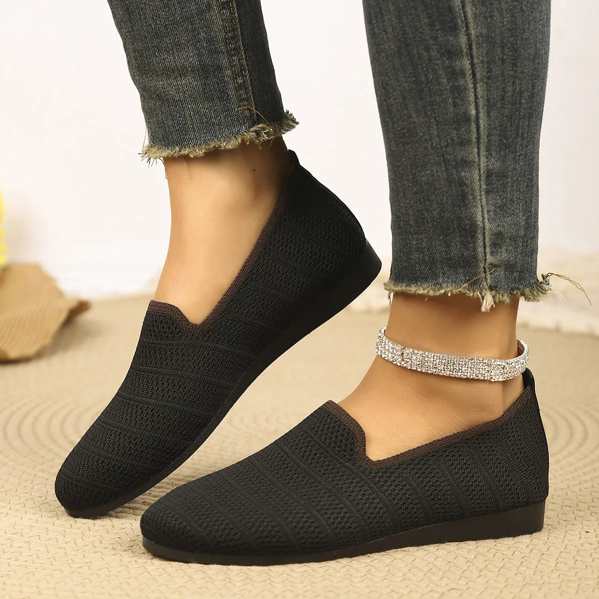 Breathable Knit Slip-On Loafers